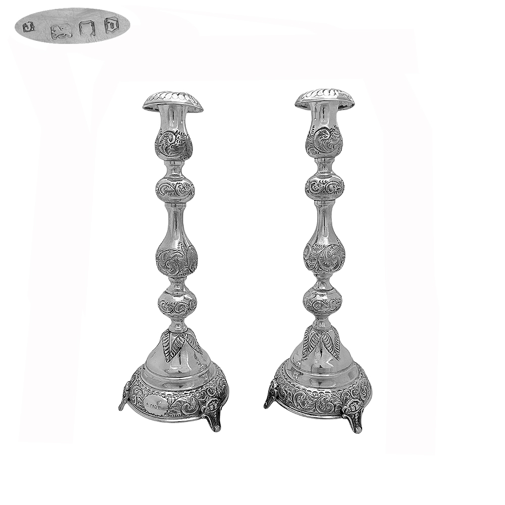 Pair English  Silver Candlesticks 1919